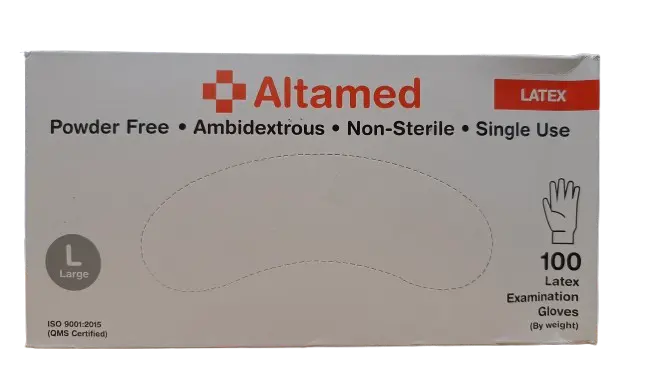 ALTAMED GLOVE LATEX NON STERIL (POWDERED FREE) SIZE L