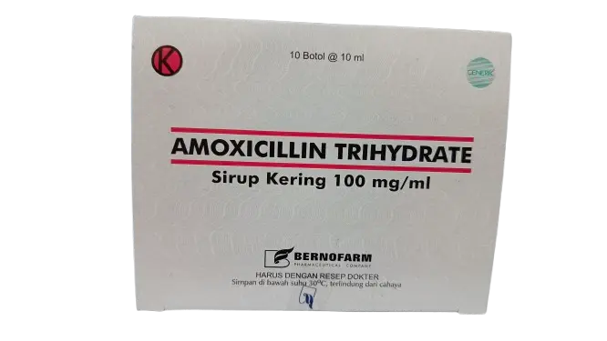 AMOXICILLIN TRIHYDRATE 100 MG SIRUP KERING (DROP) BOX/10 BTL (BERNO)