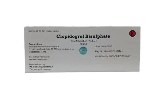 CLOPIDOGREL 75MG BOX/30 TABLET (PRATAPA)