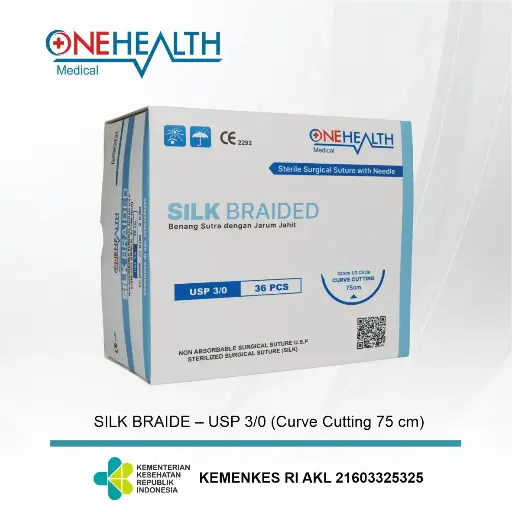 SILK BRAIDED 3/0 75CM 1/2 26MM (SUTURE)